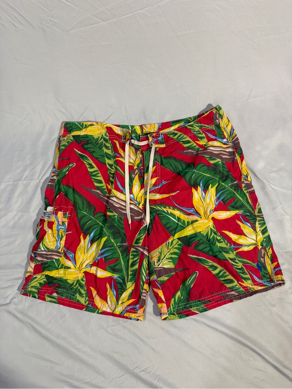 Vintage Ralph Lauren Red Tropical Floral Swim Shorts